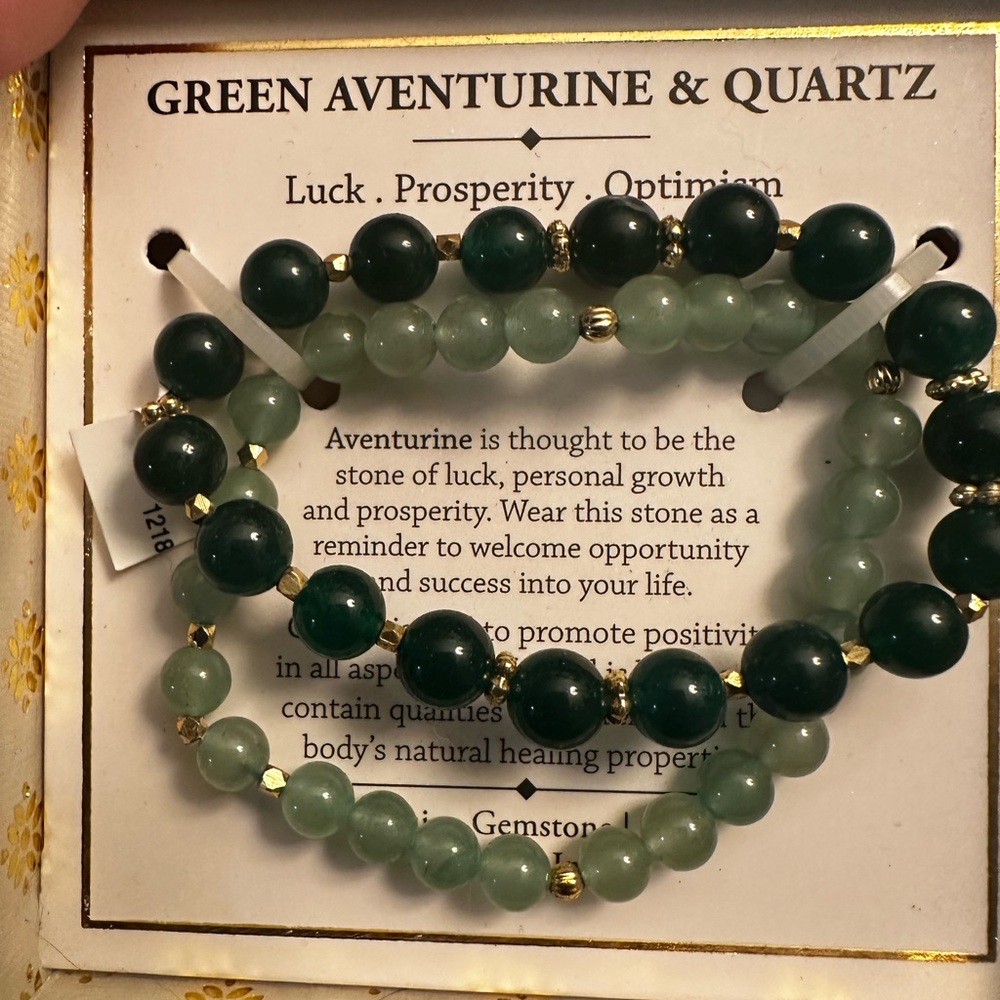 Green Aventurine & Quartz Bracelet Set - Shivam